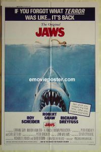 f547 JAWS one-sheet movie poster R79 Steven Spielberg, same year re-release
