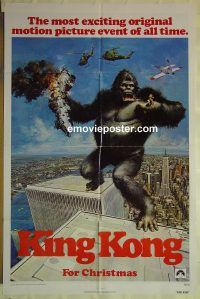 f561 KING KONG teaser one-sheet movie poster '76 BIG Ape, Jessica Lange