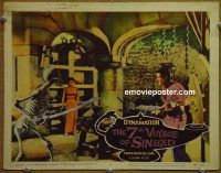 f189 7TH VOYAGE OF SINBAD movie lobby card #6 '58 skeleton battle!