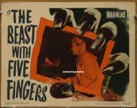 f194 BEAST WITH FIVE FINGERS movie lobby card '47 Peter Lorre