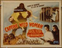 f013 CAPTIVE WILD WOMAN title lobby card R48 Acquanetta & ape!