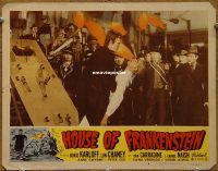 f218 HOUSE OF FRANKENSTEIN movie lobby card #4 R50 monster and Karloff!