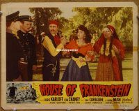 f219 HOUSE OF FRANKENSTEIN movie lobby card #7 R50 gypsies & police!