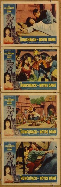 f166 HUNCHBACK OF NOTRE DAME 4 movie lobby cards '57 Anthony Quinn