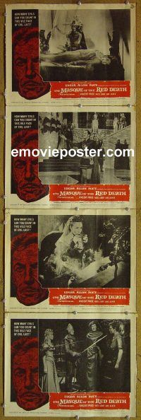 f169 MASQUE OF THE RED DEATH 4 movie lobby cards '64 Vincent Price