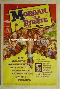 f602 MORGAN THE PIRATE one-sheet movie poster '61 Steve Reeves