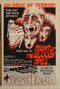 f615 NIGHT OF THE BLOODY APES/FEAST OF FLESH one-sheet movie poster '72