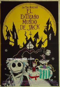 f624 NIGHTMARE BEFORE CHRISTMAS Spanish one-sheet movie poster '93 cartoon!
