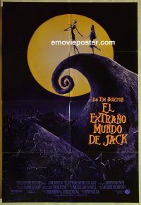 f625 NIGHTMARE BEFORE CHRISTMAS Spanish one-sheet movie poster '93 claymation