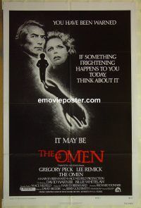 f634 OMEN style F one-sheet movie poster '76 Gregory Peck, Lee Remick