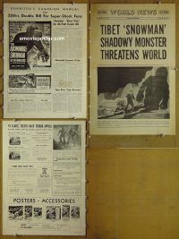 g016 ABOMINABLE SNOWMAN OF THE HIMALAYAS/GHOST DIVER vintage movie pressbook '57