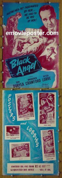 g088 BLACK ANGEL vintage movie pressbook R50s Peter Lorre, film noir