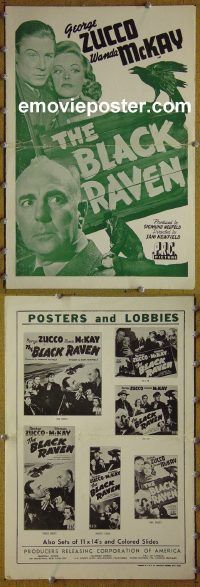 g095 BLACK RAVEN vintage movie pressbook '43 George Zucco, Wanda McKay