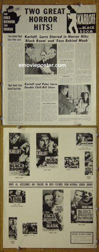 g307 FACE BEHIND THE MASK/BLACK ROOM vintage movie pressbook '40s horror!