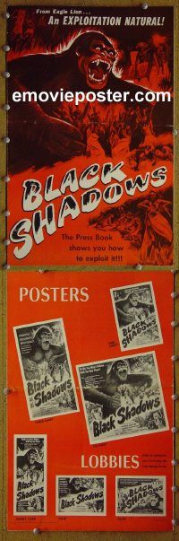 g098 BLACK SHADOWS vintage movie pressbook '49 African jungle!