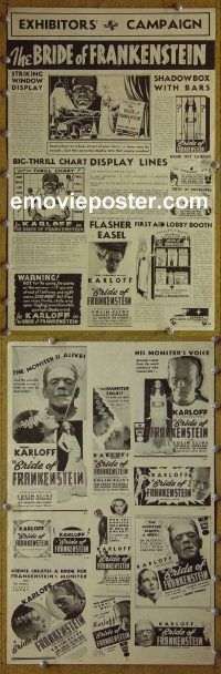 g124 BRIDE OF FRANKENSTEIN vintage movie pressbook '35 Boris Karloff