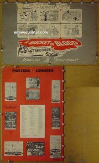 g136 BUCKET OF BLOOD/ATTACK OF THE GIANT LEECHES vintage movie pressbook '59