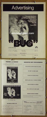 g137 BUG vintage movie pressbook '75 Jeannot Szwarc, creepy image!