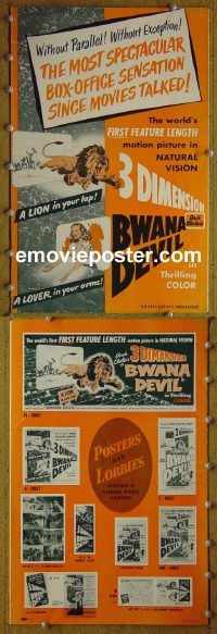 g142 BWANA DEVIL vintage movie pressbook '53 1st 3-D feature film!