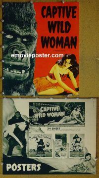 g151 CAPTIVE WILD WOMAN vintage movie pressbook '43 Acquanetta, Ankers