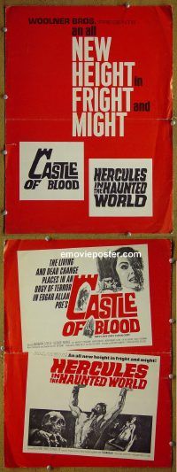 g157 CASTLE OF BLOOD/HERCULES IN THE HAUNTED WORLD vintage movie pressbook '64