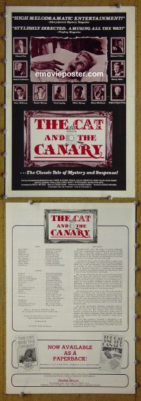 g160 CAT & THE CANARY vintage movie pressbook '79 Radley Metzger