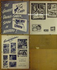 g163 CAT CREEPS/SHE-WOLF OF LONDON vintage movie pressbook '46 horror!