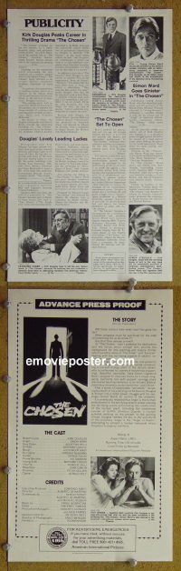 g175 CHOSEN vintage movie pressbook '78 AIP, Kirk Douglas