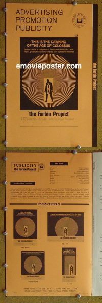 g184 COLOSSUS: THE FORBIN PROJECT vintage movie pressbook '70 alternate title!