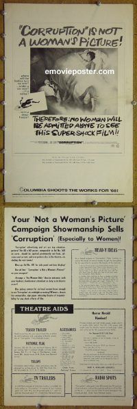 g195 CORRUPTION vintage movie pressbook '68 Peter Cushing