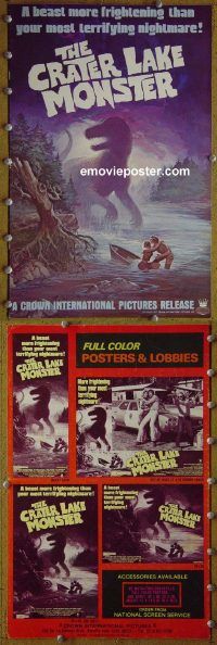g199 CRATER LAKE MONSTER vintage movie pressbook '77 dinosaur horror!