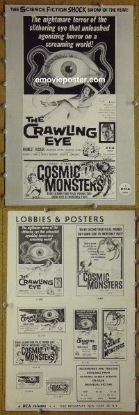 g200 CRAWLING EYE/COSMIC MONSTERS vintage movie pressbook '58 horror!
