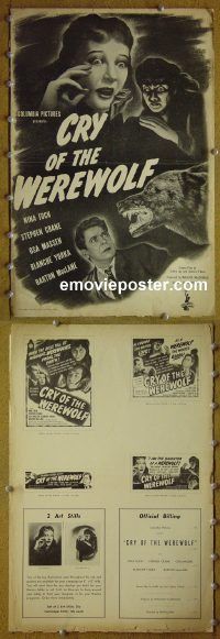 g212 CRY OF THE WEREWOLF vintage movie pressbook '44 Nina Foch, Crane