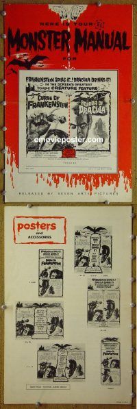g216 CURSE OF FRANKENSTEIN/HORROR OF DRACULA vintage movie pressbook '58