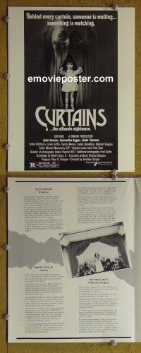 g219 CURTAINS vintage movie pressbook '86 Samantha Eggar, horror!