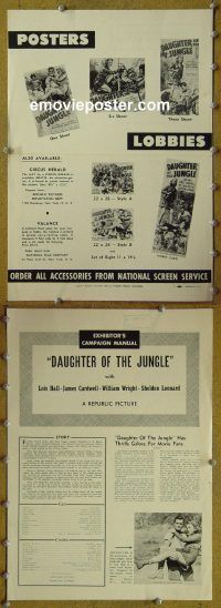 g231 DAUGHTER OF THE JUNGLE vintage movie pressbook '49 Lois Hall