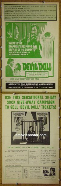 g252 DEVIL DOLL vintage movie pressbook '64 ventriloquist dummy!