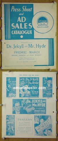 g274 DR JEKYLL & MR HYDE English vintage movie pressbook '31 Fredric March