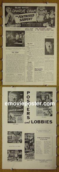 g315 FEATHERED SERPENT vintage movie pressbook '48 Charlie Chan