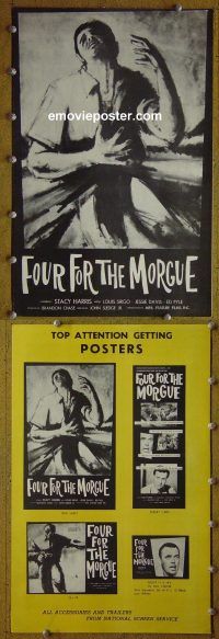 g338 FOUR FOR THE MORGUE vintage movie pressbook '62 brutal killings!