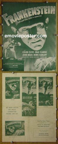 g341 FRANKENSTEIN vintage movie pressbook R47 Boris Karloff classic!
