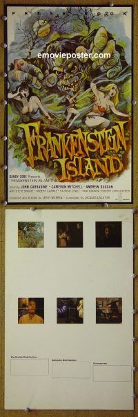 g343 FRANKENSTEIN ISLAND vintage movie pressbook '81 John Carradine