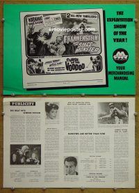 g344 FRANKENSTEIN MEETS SPACE MONSTER/CURSE OF VOODOO vintage movie pressbook '65