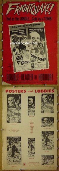 g353 FROM HELL IT CAME/DISEMBODIED vintage movie pressbook '57 Frightquake!