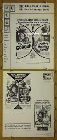 g381 GORGON/CURSE OF THE MUMMY'S TOMB vintage movie pressbook '64