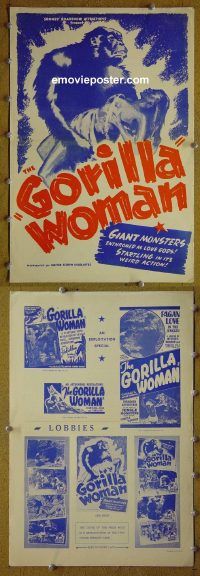 g383 GORILLA WOMAN vintage movie pressbook '1940s african jungle