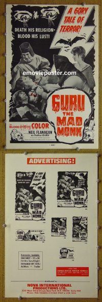 g390 GURU THE MAD MONK vintage movie pressbook '70 Milligan