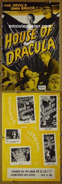 g408 HOUSE OF DRACULA vintage movie pressbook R50s Lon Chaney Jr.