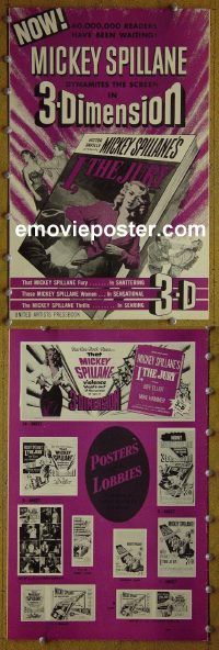g425 I THE JURY vintage movie pressbook '53 3-D, Mickey Spillane
