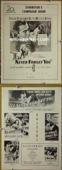 g428 I'LL NEVER FORGET YOU vintage movie pressbook '51 Tyrone Power